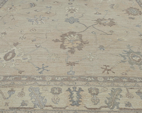 10x14 Brown Oushak Turkish Hand Knotted Soft Wool Area Rug